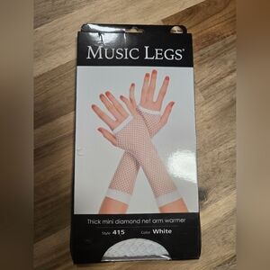 Music Legs White Diamond Net Arm Warmers